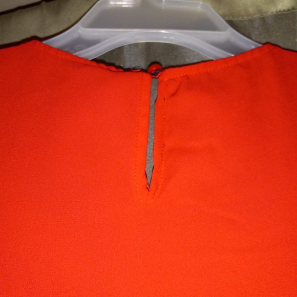 Red Off the Shoulder Cap Sleeve Evening / Office Shirt - Picture 4 of 5